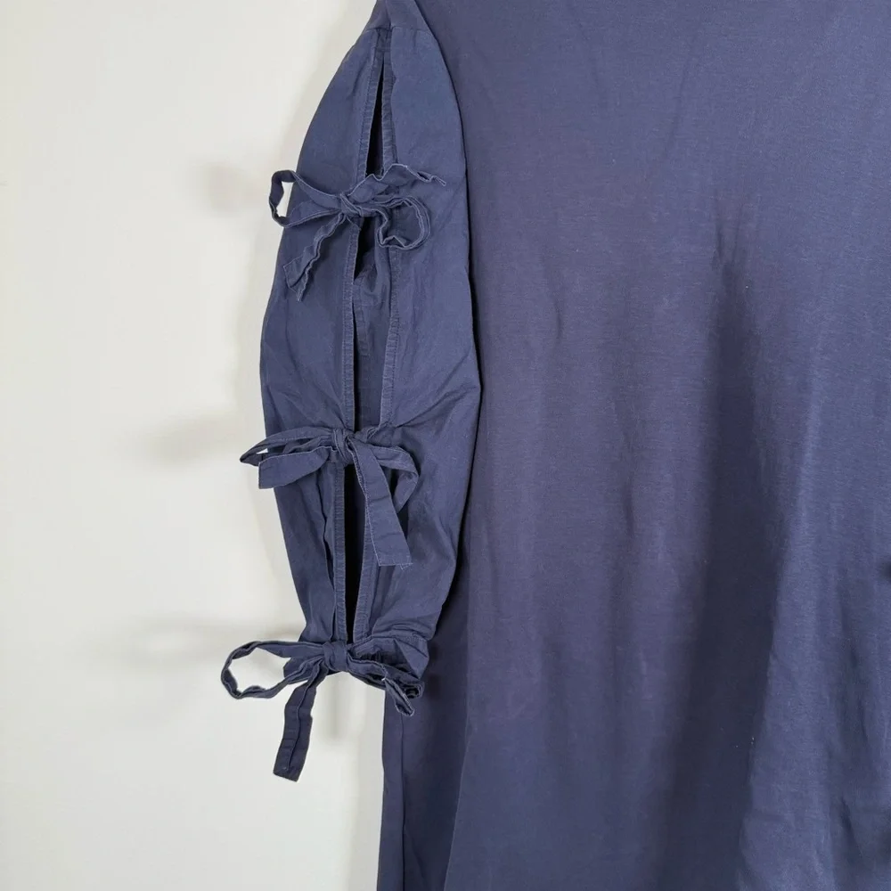 Tory Burch Classic‎ Emilia Bow Tie Long Sleeve Basic Mini Dress Navy Size Small